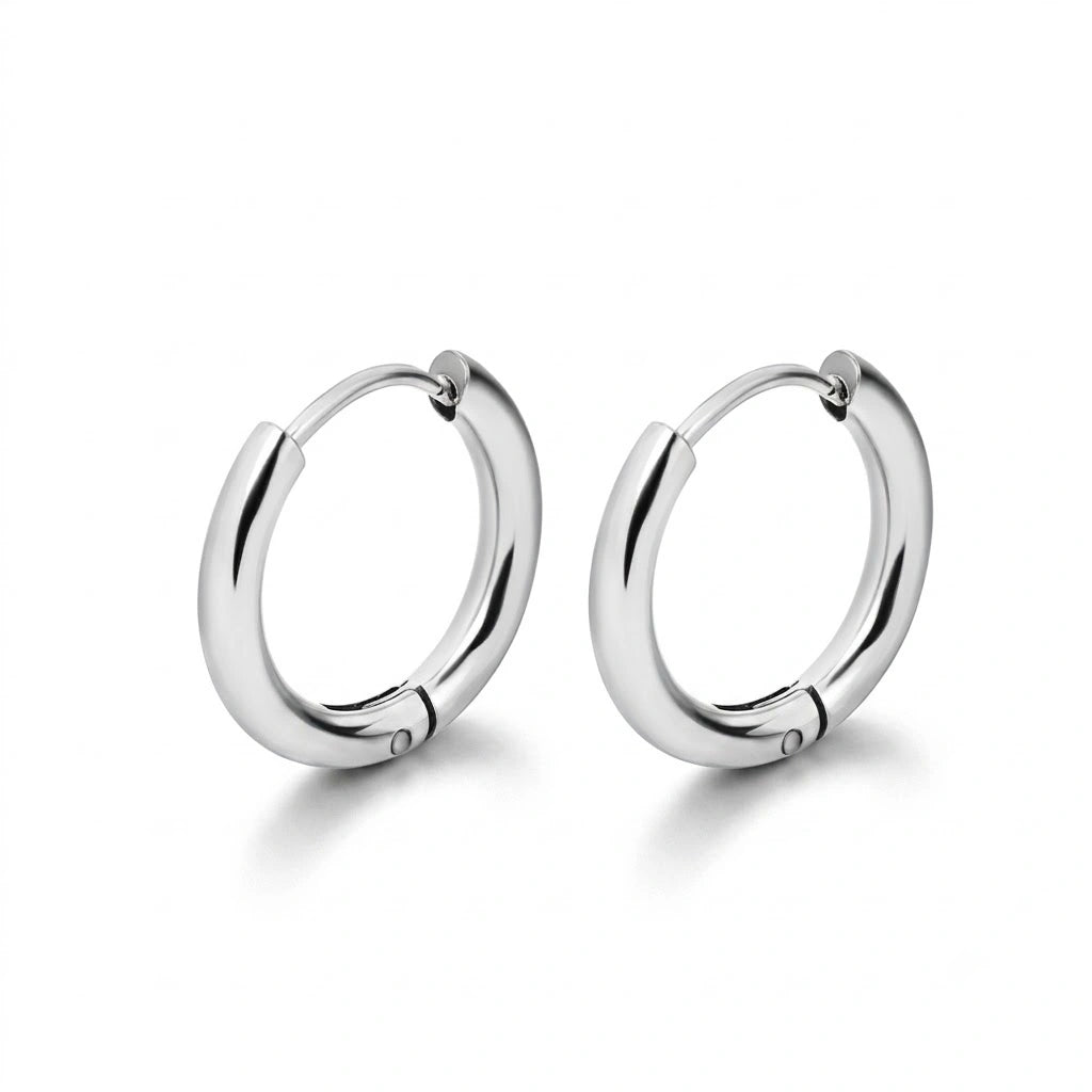 Boucles d'oreilles créoles minimalistes en acier inoxydable