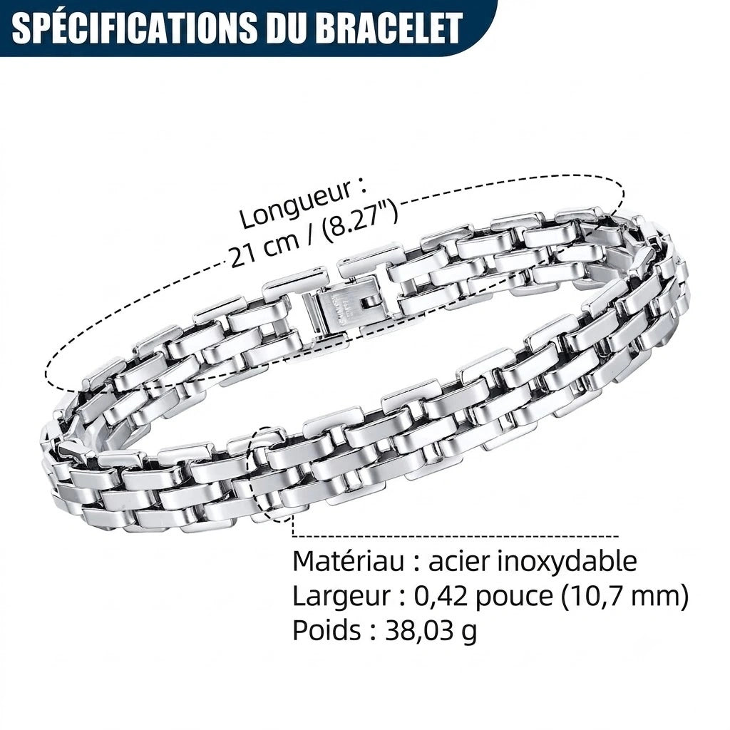 Bracelet à maillons pour homme en acier inoxydable