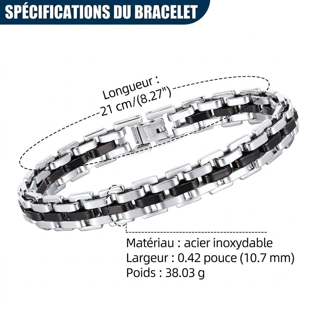 Bracelet à maillons pour homme en acier inoxydable
