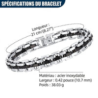 Bracelet à maillons pour homme en acier inoxydable