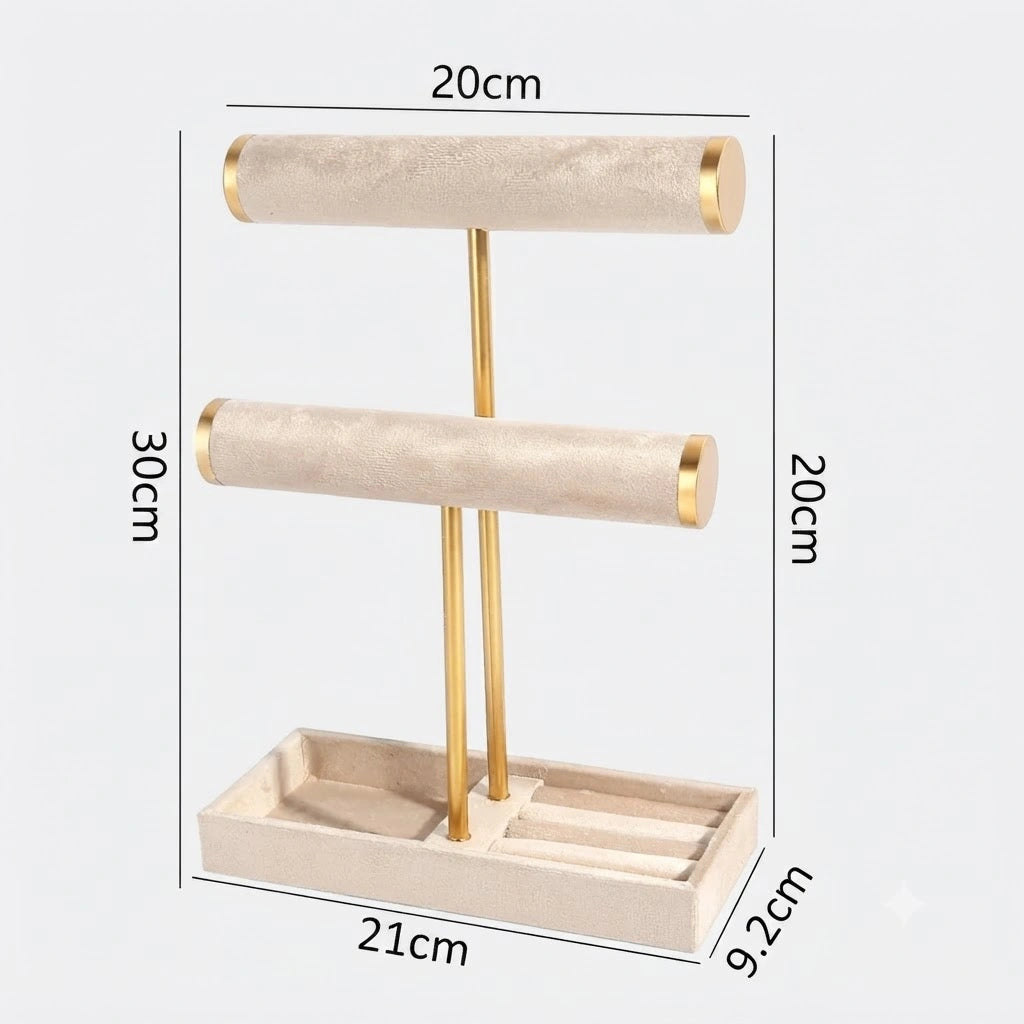 Support Présentoir pour Bijoux - Double Barre en Velours pour Bracelets et Accessoires